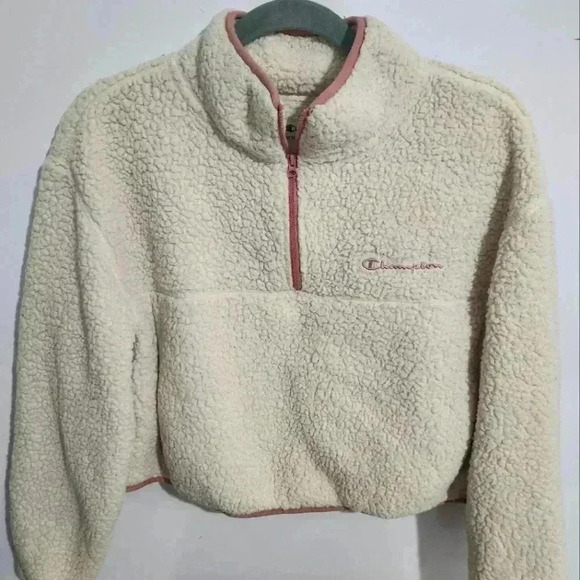 Champion Sherpa cropped zip up, Size Large - Picture 1 of 8